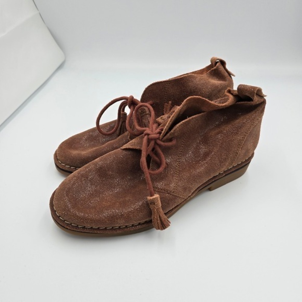 Hush Puppies Ankle‎ Boots Suede Leather Lace Up Casual Brown US 6
